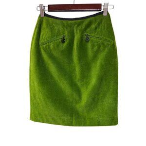 United Colors Of Benetton Green Cord Ribbed Pencil Skirt Womens US Size 2 UK 38